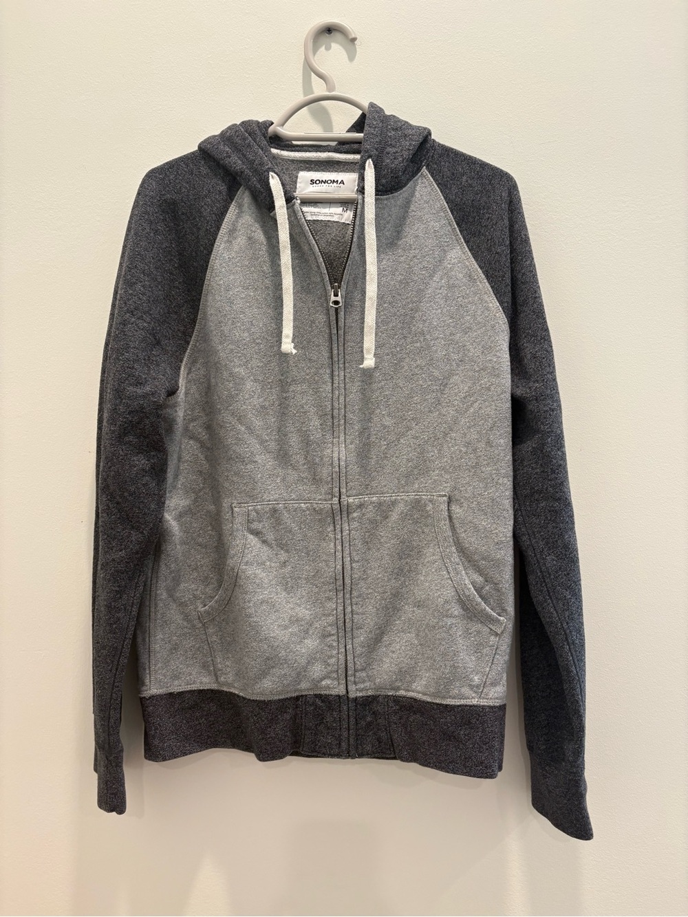 Sonoma Men’s Two-Tone Gray Full-Zip Hoodie Jacket
